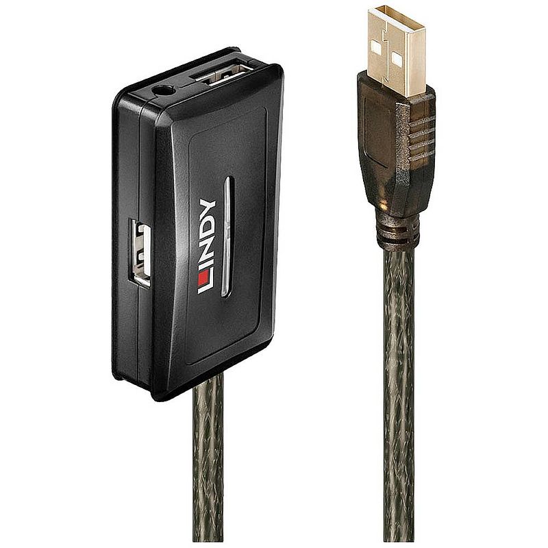 Foto van Lindy usb-kabel usb 2.0 usb-a stekker, usb-a bus, usb-a bus, usb-a bus, usb-a bus 10 m grijs 42635