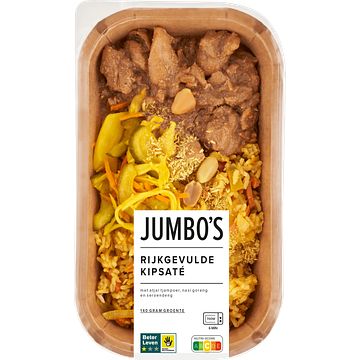 Foto van Jumbo verse maaltijd kipsate met atjar en gele noedels 450g