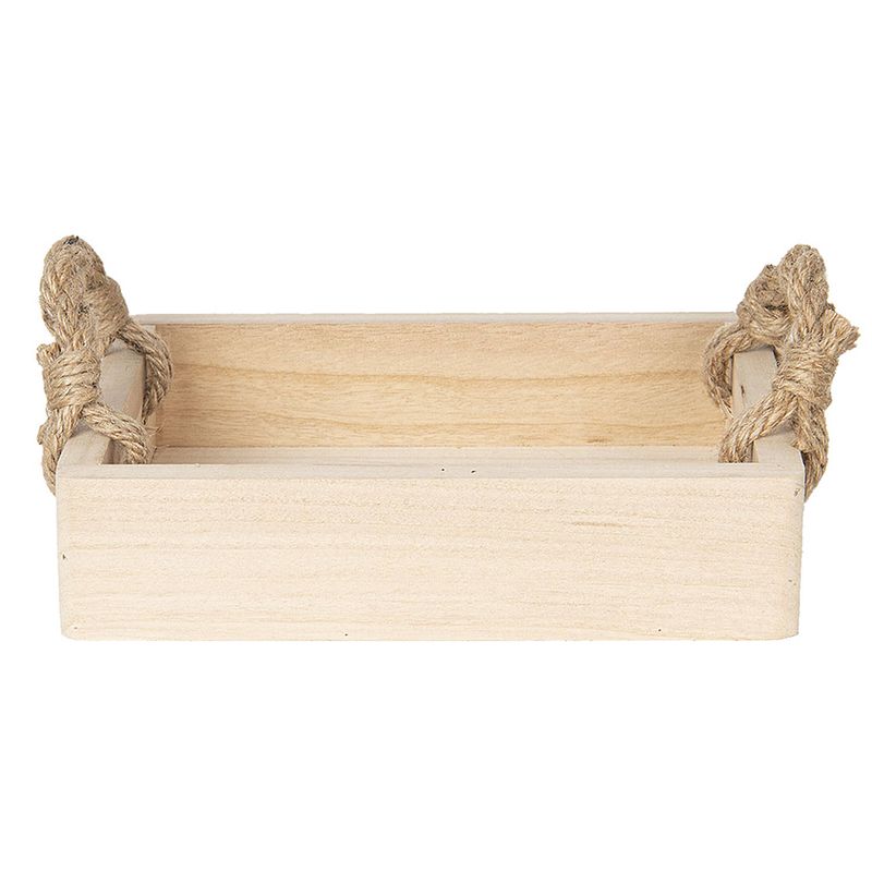 Foto van Haes deco - decoratief dienblad beige 26x20x6 cm - van hout