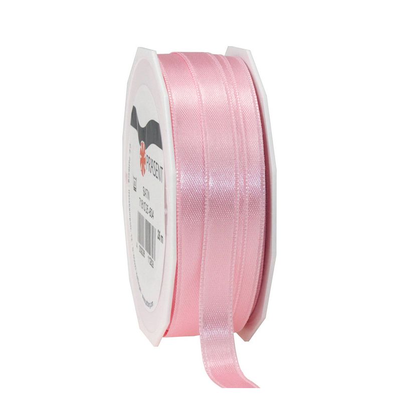 Foto van 1x luxe hobby/decoratie roze satijnen sierlinten 1 cm/10 mm x 25 meter - cadeaulinten