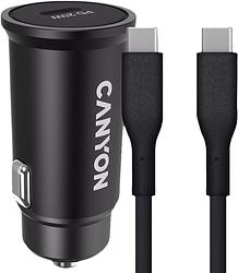 Foto van Canyon power delivery autolader met usb c poort 20w + veripart usb c kabel 1m zwart