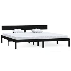 Foto van Vidaxl bedframe massief grenenhout zwart 200x200 cm