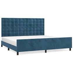 Foto van The living store bedframe - comfort - bedframes - 203 x 206 x 128 cm - donkerblauw fluweel