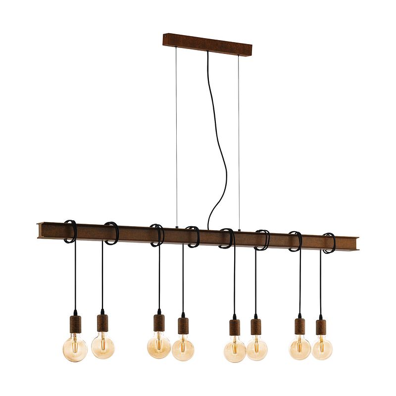 Foto van Eglo townshend 4 hanglamp - e27 - 150 cm - bruin