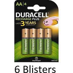Foto van 24 stuks (6 blisters a 4 st) duracell aa oplaadbare batterijen