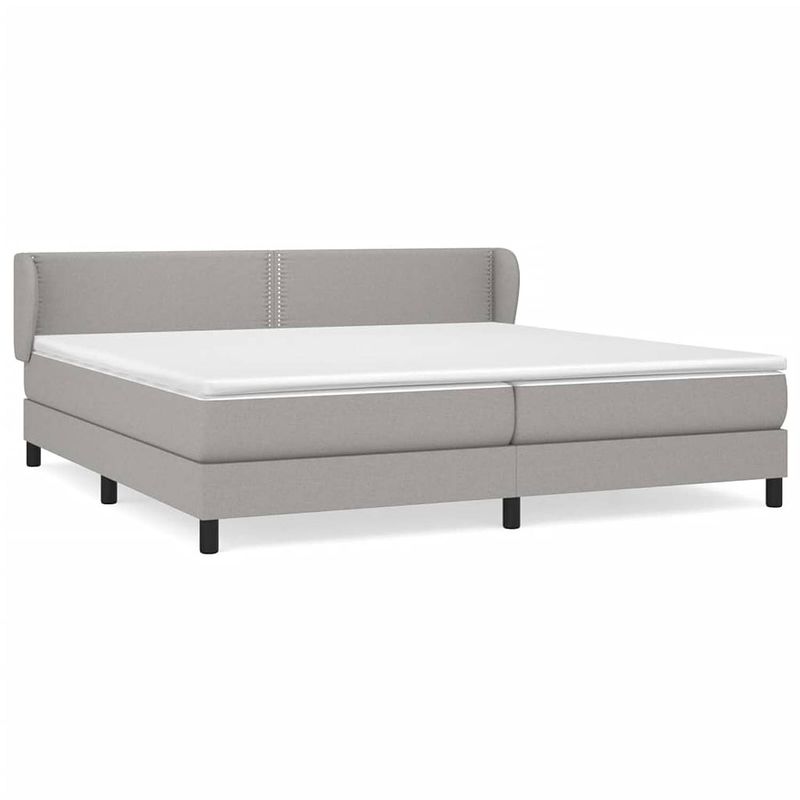 Foto van The living store boxspringbed grijs 203x203x78/88 cm - pocketvering matras - middelharde ondersteuning