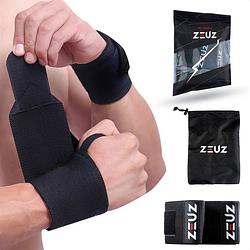 Foto van Zeuz® 2x fitness & crossfit polsband - wrist wraps - krachttraining - polsbrace - zwart