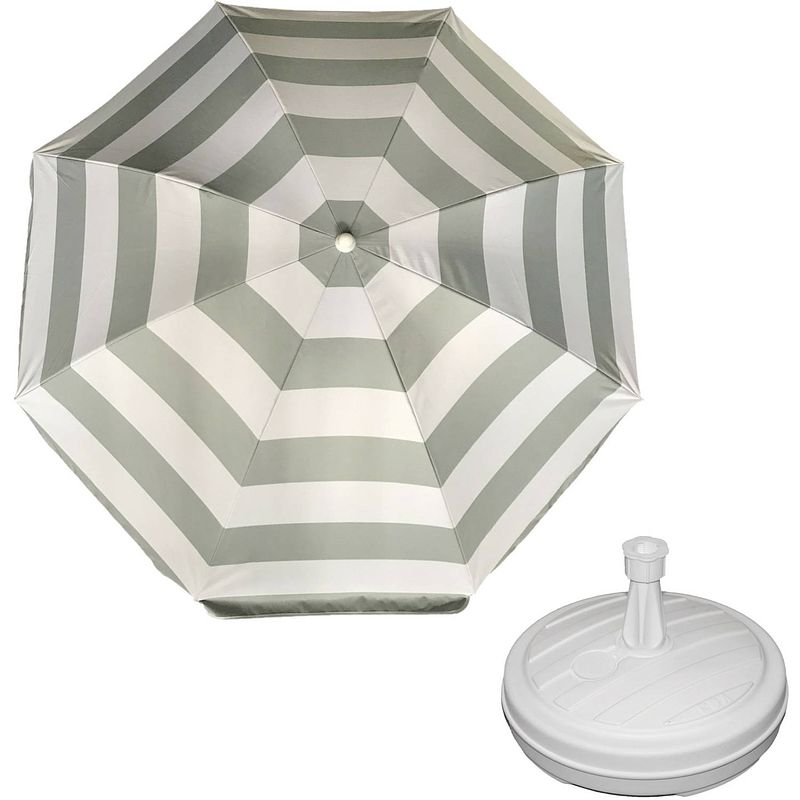 Foto van Parasol - zilver/wit - d160 cm - incl. draagtas - parasolvoet - 42 cm - parasols