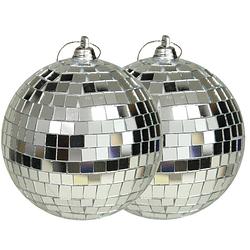 Foto van Othmar decorations disco kerstballen - 2x - zilver - 10 cm - kunststof - kerstbal