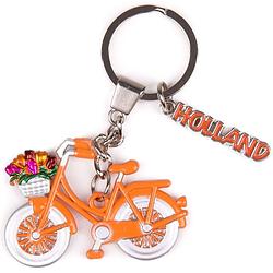 Foto van Matix sleutelhanger holland fiets 6 cm staal oranje/wit