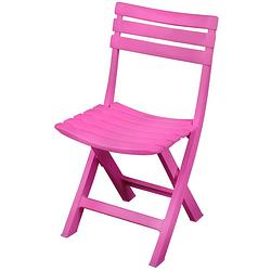 Foto van Sunnydays klapstoel voor buiten/binnen - roze - 41 x 79 cm - stevig kunststof - bijzet stoelen - klapstoelen