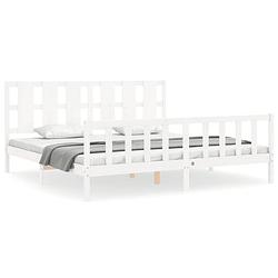 Foto van The living store bedframe grenenhout - massief - 205.5x185.5x100 - wit