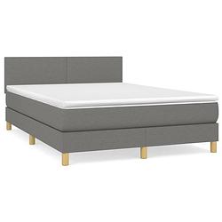 Foto van The living store donkergrijs boxspringbed - 193 x 144 x 78/88 cm - pocketvering matras - middelharde ondersteuning