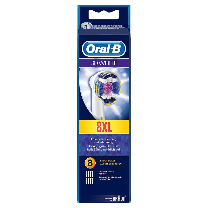 Foto van Oral-b opzetborstels 3d white - 8 stuks