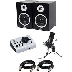 Foto van Devine centro 2i2o recording bundle - monitoren, kabels en 2x microfoons