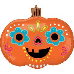 Foto van Amscan folieballon day of the dead pumpkin 60 x 58 cm oranje