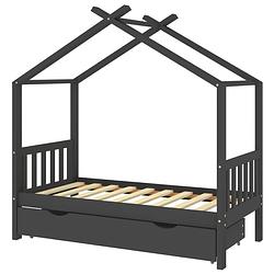 Foto van The living store boomhut kinderbedframe met lade - 166x87x190 cm - donkergrijs