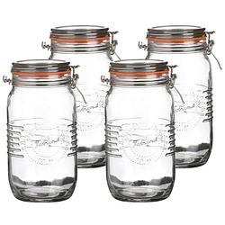 Foto van Urban living voorraadpot/bewaarpot - 4x - 1.5l - glas - met beugelsluiting - d14 x h22 cm - voorraadpot