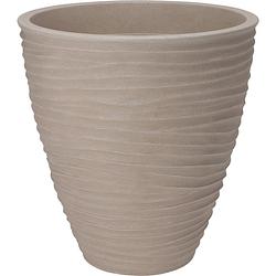 Foto van Plantenpot/bloempot dunes - tuin - stevig kunststof - zand/beige - d40 x h42 cm - plantenpotten