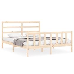 Foto van The living store massief grenenhout bedframe - 205.5 x 165.5 x 100 cm - multiplex lattenbodem