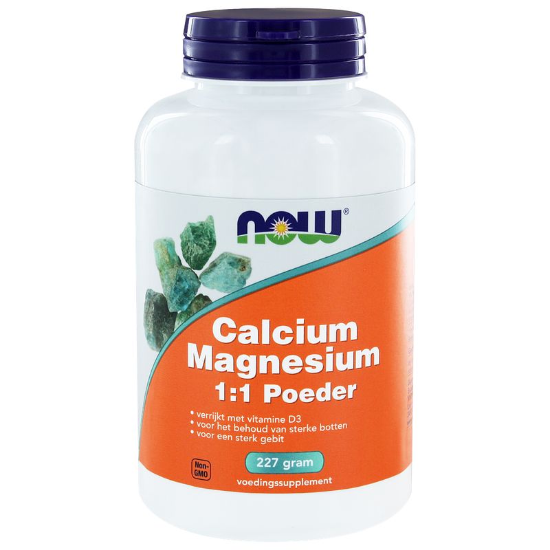 Foto van Now calcium & magnesium 1:1 poeder 227gr