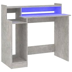 Foto van Vidaxl bureau met led-verlichting 97x45x90 cm bewerkt hout betongrijs