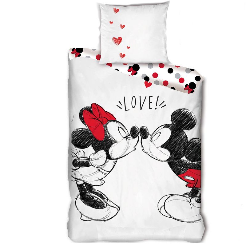Foto van Disney minnie mouse dekbedovertrek love - eenpersoons - 140 x 200 cm - wit