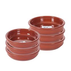 Foto van 6x terracotta tapas bakjes/schaaltjes 18 cm en 16 cm - snack en tapasschalen