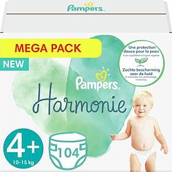 Foto van Pampers harmonie luiers - maat 4+ (10-15kg) - 104 luiers - mega pack