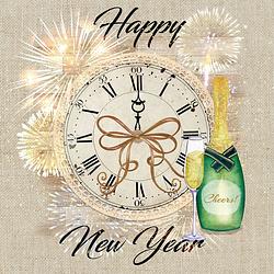 Foto van 20x happy new year/nieuwjaar servetten met klok 33 x 33 cm - feestservetten