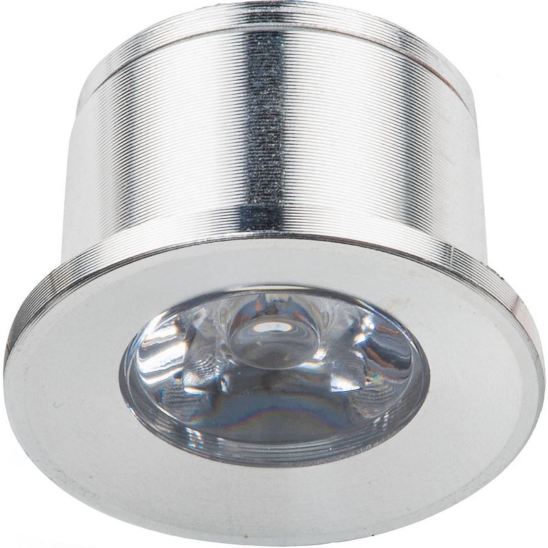 Foto van Led veranda spot verlichting - 1w - warm wit 3000k - inbouw - dimbaar - rond - mat zilver - aluminium - ø31mm