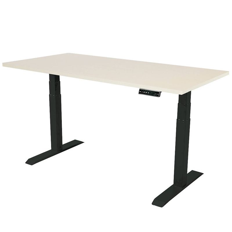 Foto van Elektrisch verstelbaar bureau - 140x80 cm - dual motor - zwart / licht eiken