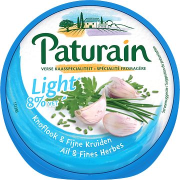 Foto van Paturain verse roomkaas light knoflook & fijne kruiden 150g bij jumbo