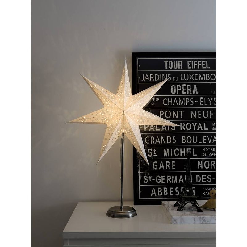 Foto van Konstsmide 2996-230 kerstster gloeilamp, led wit, zilver uitgestanst motief, schakelaar