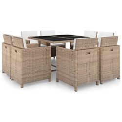 Foto van Vidaxl 9-delige tuinset met kussens poly rattan beige