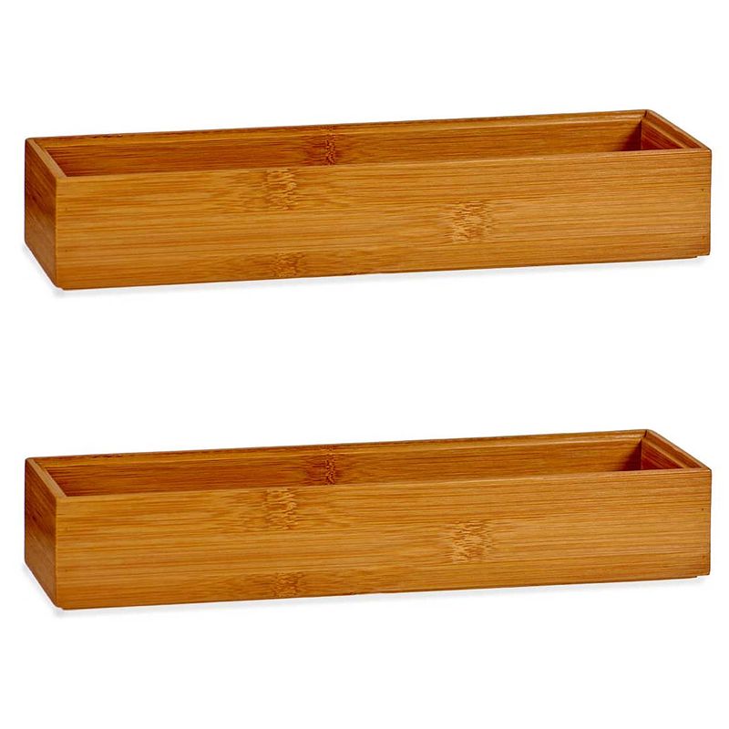 Foto van 2x stuks kast/lade/make-up organizers bamboe hout bakje 30 x 7 x 5 cm - make-up dozen