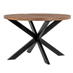 Foto van Giga meubel eettafel rond - naturel - ø120cm - eettafel bas