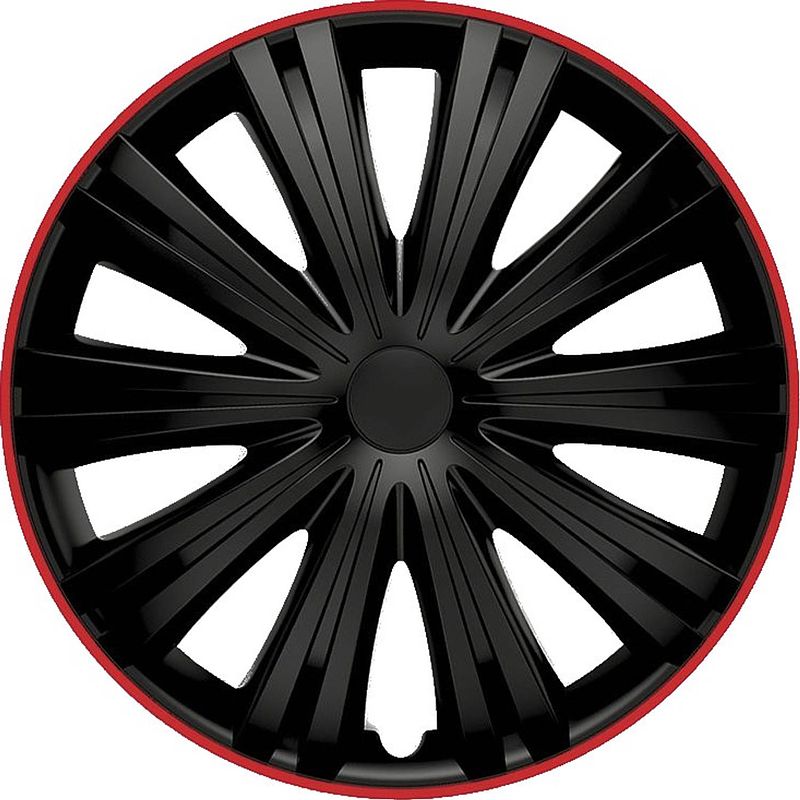 Foto van Autostyle wieldoppen giga 16 inch abs zwart/rood set van 4