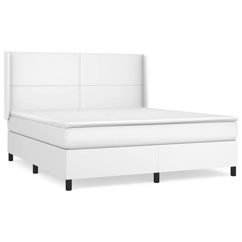 Foto van The living store boxspring met matras kunstleer wit 160x200 cm - bed