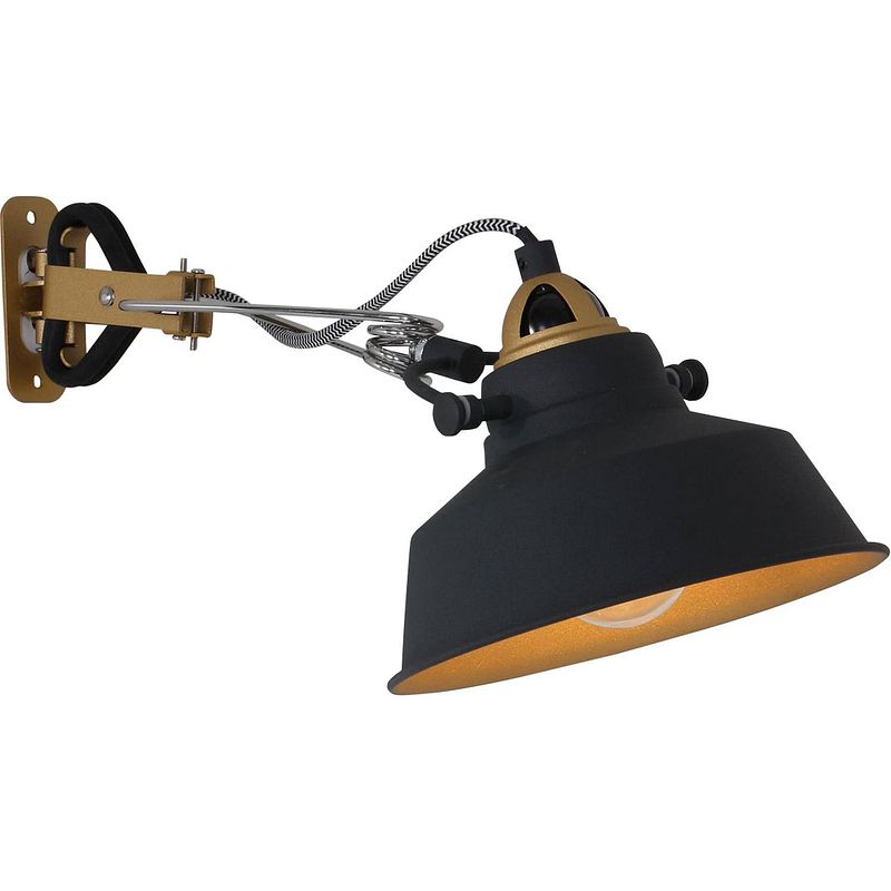 Foto van Lightning - industriele wandlamp 1-lclip medium - zwart