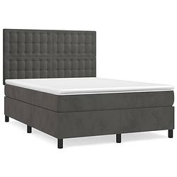 Foto van The living store bed donkergrijs boxspringbed - 203x144x118/128 cm - fluweel