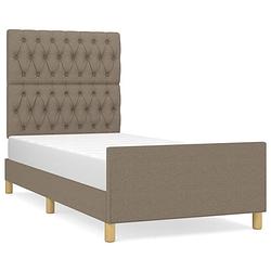 Foto van The living store bedframe - taupe - 203 x 103 x 118/128 cm - verstelbaar hoofdeinde - multiplex lattenbodem