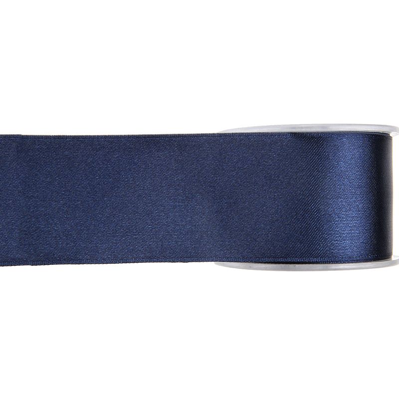 Foto van 1x hobby/decoratie navyblauwe satijnen sierlinten 2,5 cm/25 mm x 25 meter - cadeaulinten