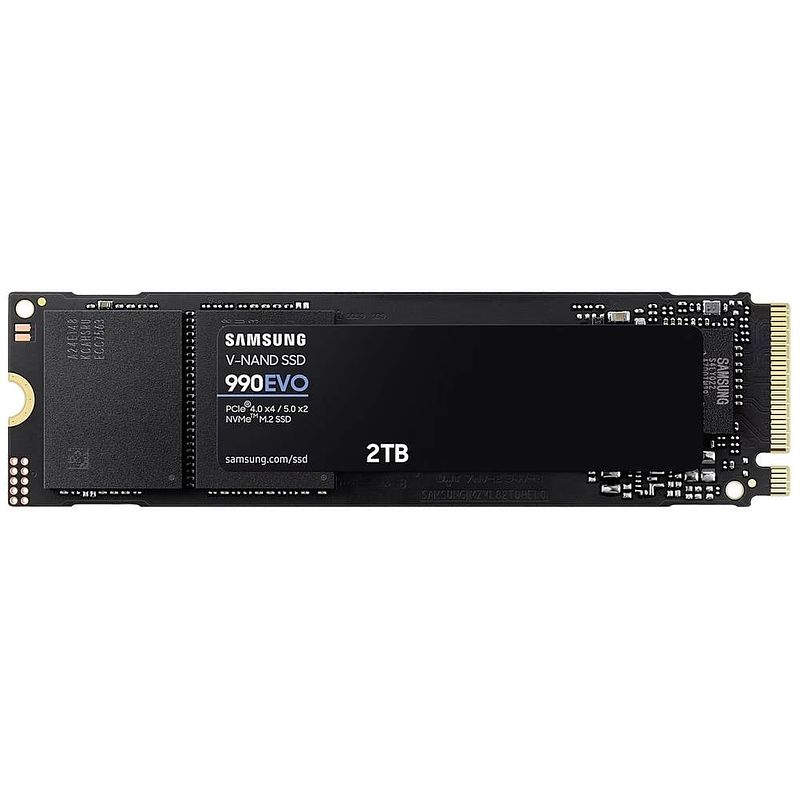 Foto van Samsung 990 evo 2 tb nvme/pcie m.2 ssd 2280 harde schijf m.2 nvme pcie 4.0 x4, m.2 nvme pcie 5.0 x2 retail mz-v9e2t0bw