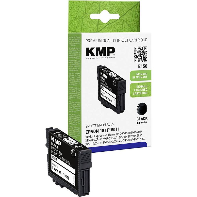 Foto van Kmp inkt vervangt epson t1801, 18 compatibel zwart e158 1622,4801