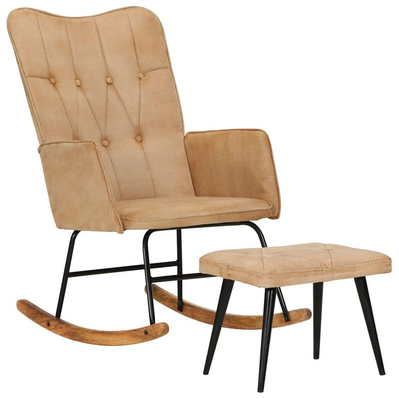 Foto van Vidaxl schommelstoel met voetensteun in vintage stijl canvas crème