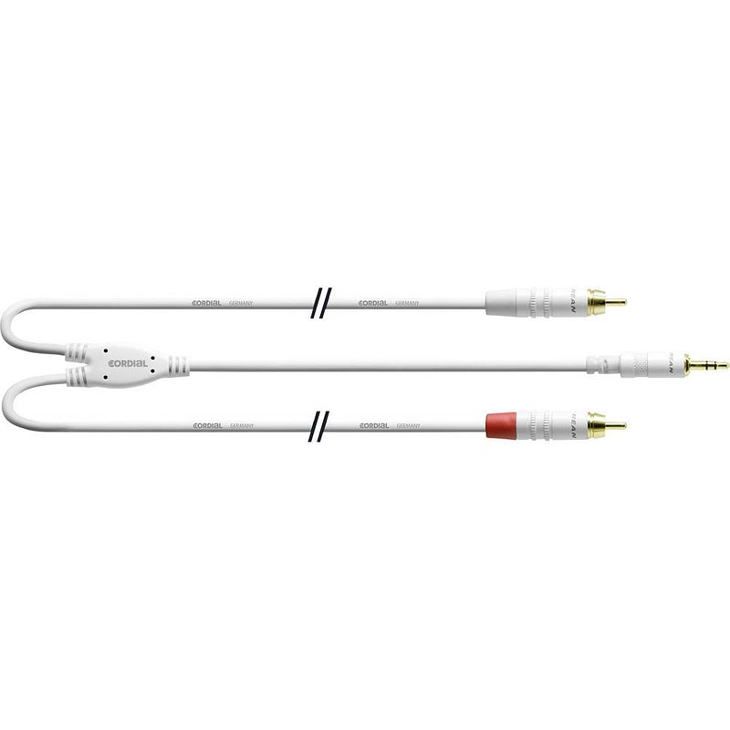 Foto van Cordial audio adapterkabel [1x jackplug male 3,5 mm - 2x cinch-stekker] 1.50 m wit