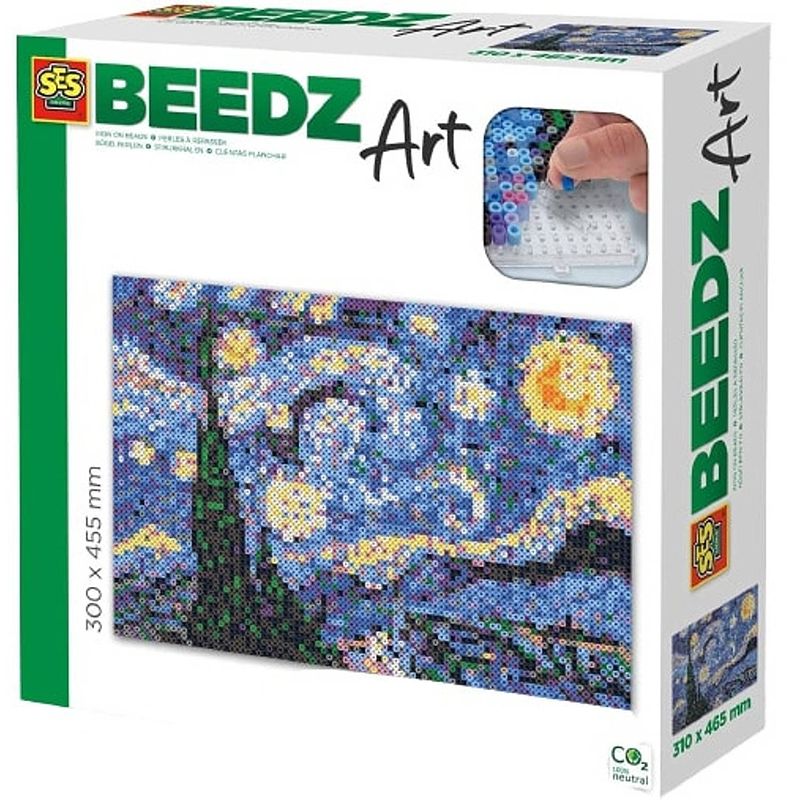 Foto van Ses strijkkraalkunstwerk beedz art van gogh 45,5 cm 9-delig