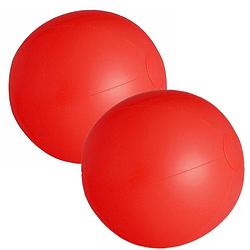 Foto van 2x stuks opblaasbare zwembad strandballen plastic rood 28 cm - strandballen