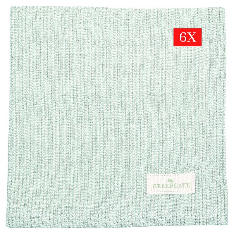 Foto van 6x stuks - greengate katoenen servet alicia pale green (40 x 40 cm)